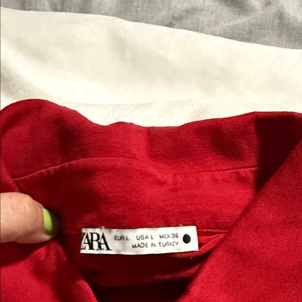 Red Long-Sleeve Button-Up Shirt - Picture 3 of 3